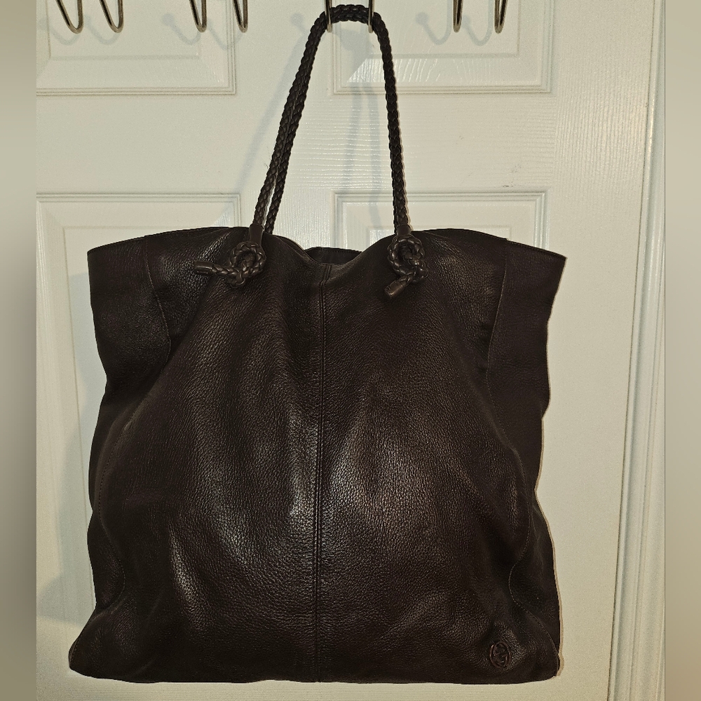 Gucci Brown Leather Bag Braided Handles